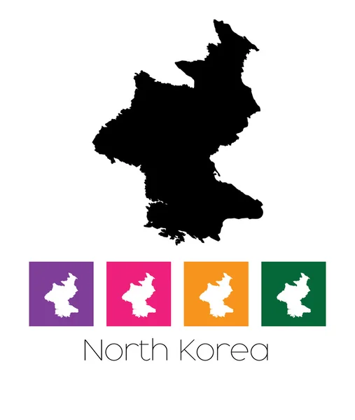 Mappa del paese della Corea del Nord — Vettoriale Stock