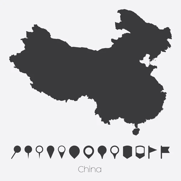 Mapę ze wskazówkami kraju Chiny — Wektor stockowy