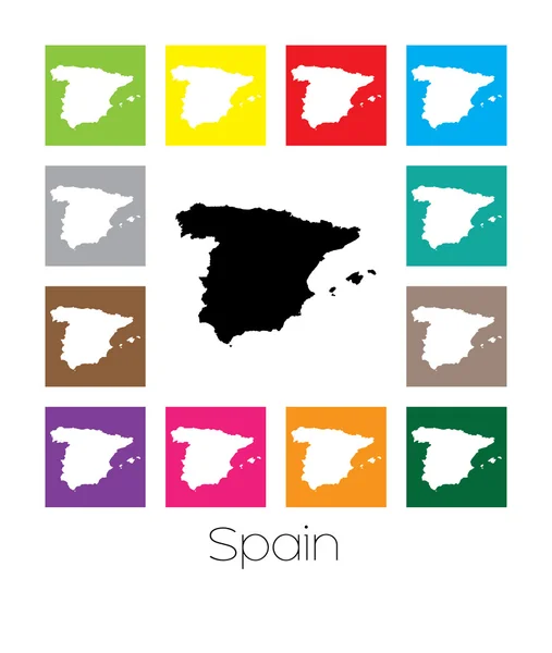 Carte multicolore du pays d'Espagne — Image vectorielle