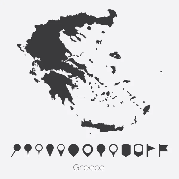 Carte avec des pointeurs du pays de Grèce — Image vectorielle