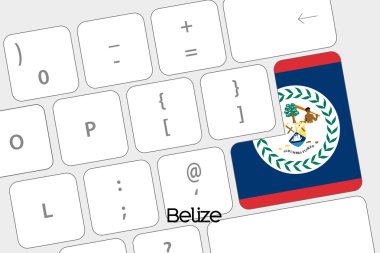 Klavye ile Belize bayrağı varlık belgili tanımlık girmek düğme