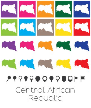 Bedende işaretçilerle, Orta Afrika Cumhuriyeti haritası