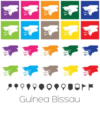 Gine Bissau haritanın işaretçilerle bedende