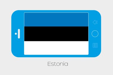 Hareket eden telefon ile Estonya bayrağı