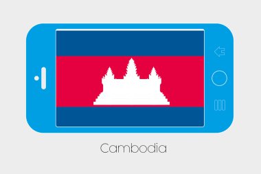 Kamboçya bayrağı ile cep telefonu