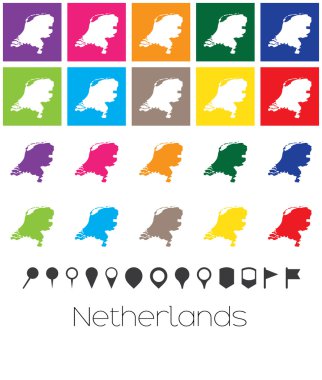 Bedende Hollanda Haritası işaretçiler ile
