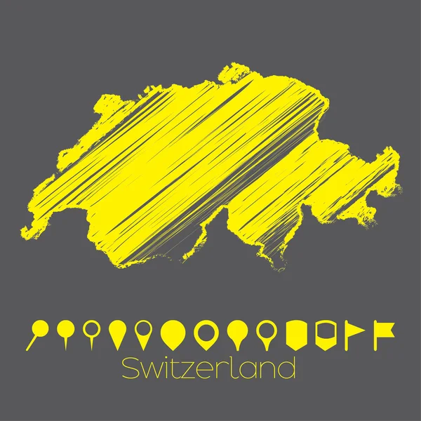 Karta över landet i Schweiz — Stock vektor