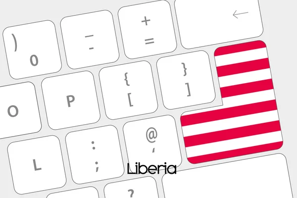 Teclado con el botón Enter siendo la Bandera de Liberia — Vector de stock