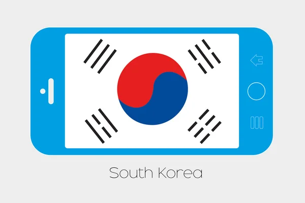 Teléfono móvil con la bandera de Corea del Sur — Vector de stock