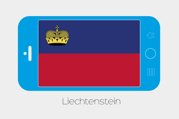 Téléphone portable avec le drapeau du Liechtenstein — Image vectorielle