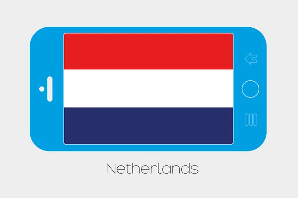 Téléphone portable avec le drapeau des Pays-Bas — Image vectorielle