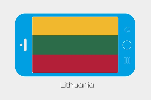 Teléfono móvil con la bandera de Lituania — Vector de stock
