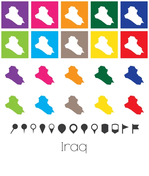 Couleurs multiples avec des pointeurs de la carte de L'Irak — Image vectorielle