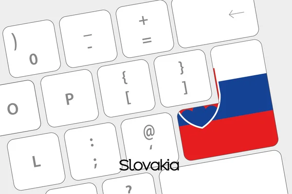 Klavye ile Slovakya bayrağı varlık belgili tanımlık girmek düğme — Stok Vektör