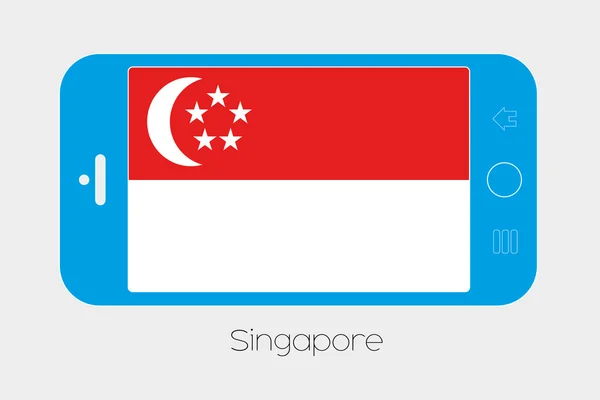 Hareket eden telefon ile Singapur bayrağı — Stok Vektör