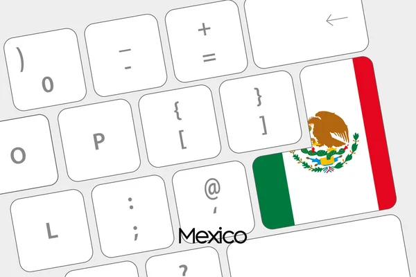 Teclado con el botón Enter siendo la Bandera de México — Vector de stock