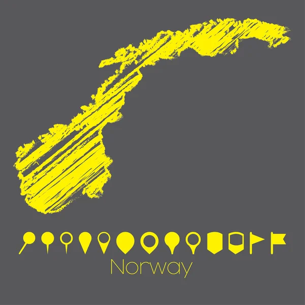 Mapa do país da Noruega — Vetor de Stock