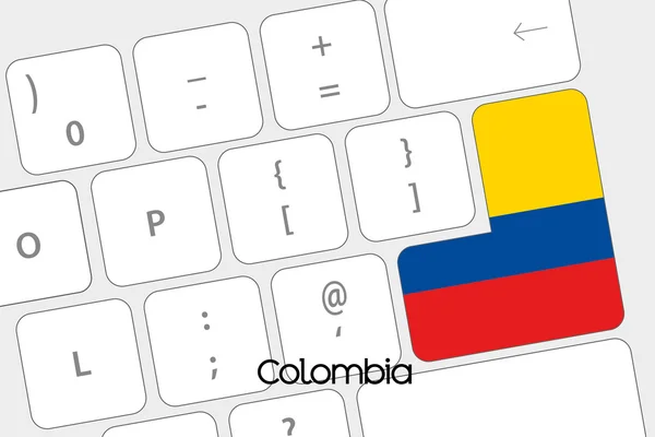 Klavye ile Kolombiya bayrak varlık belgili tanımlık girmek düğme — Stok Vektör