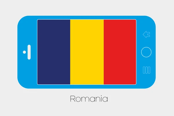 Mobiltelefon med flaggan i Rumänien — Stock vektor
