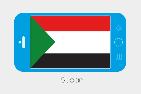 Telemóvel com Bandeira do Sudão — Vetor de Stock