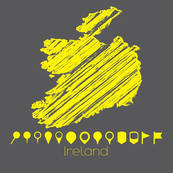 Mapa del país de Irlanda — Vector de stock