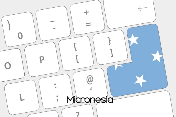 Teclado con el botón Enter siendo la Bandera de Micronesia — Vector de stock