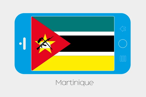 Hareket eden telefon ile Mozambik Cumhuriyeti bayrağı — Stok Vektör
