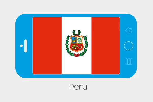 Téléphone portable avec le drapeau du Pérou — Image vectorielle