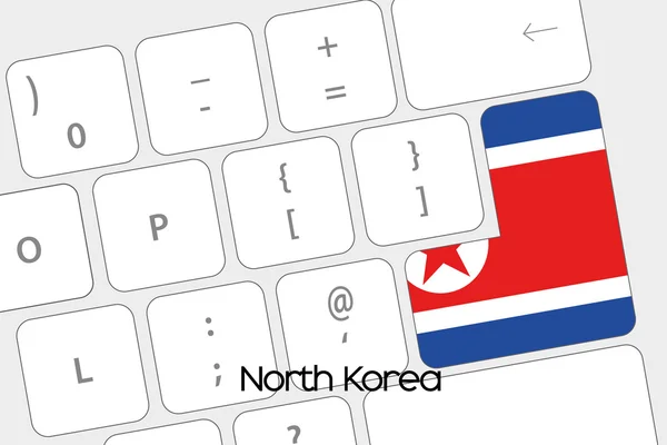 Klávesnice s tlačítkem Enter se vlajka Severní Korea — Stockový vektor