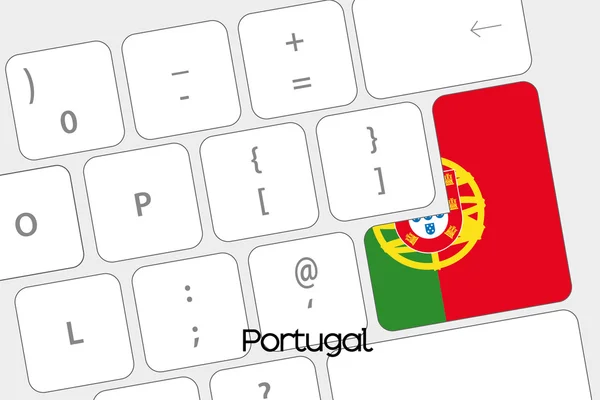 Toetsenbord met de Enter-knop wordt de vlag van Portugal — Stockvector