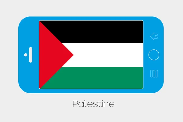 Teléfono móvil con la bandera de Palestina — Vector de stock