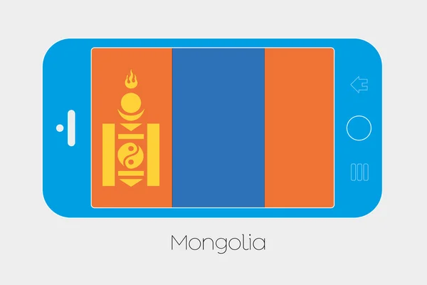 Mobile Phone with the Flag of Mongolia — Stock Vector