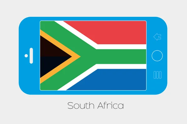 Hareket eden telefon ile Güney Afrika bayrağı — Stok Vektör