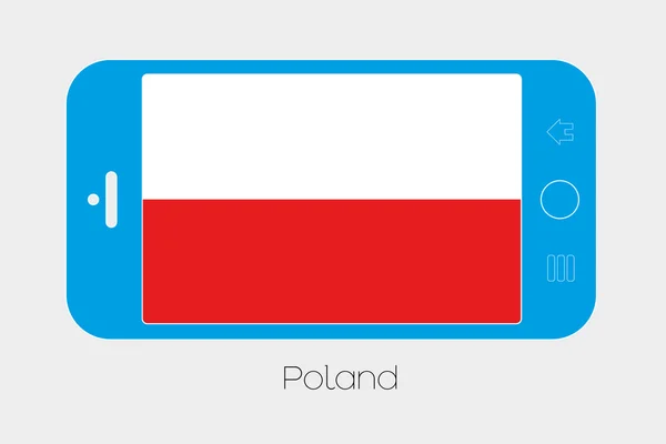 Teléfono móvil con la bandera de Polonia — Vector de stock