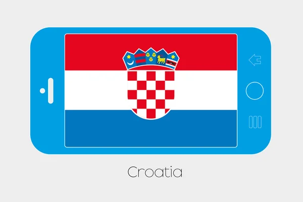 Teléfono móvil con la bandera de Croacia — Vector de stock