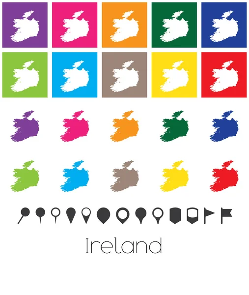 Múltiples Colores con Punteros del mapa de Irlanda — Vector de stock