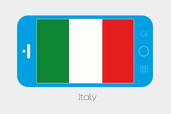 Teléfono móvil con la bandera de Italia — Vector de stock