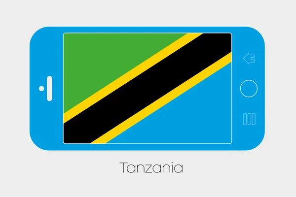 Téléphone portable avec le drapeau de la Tanzanie — Image vectorielle