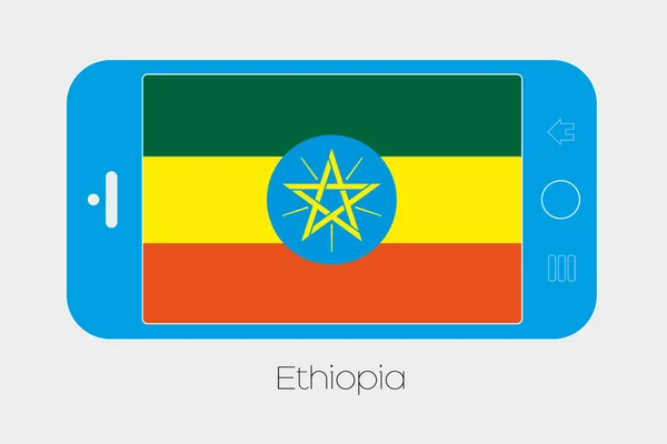 Téléphone portable avec le drapeau de l'Ethiopie — Image vectorielle