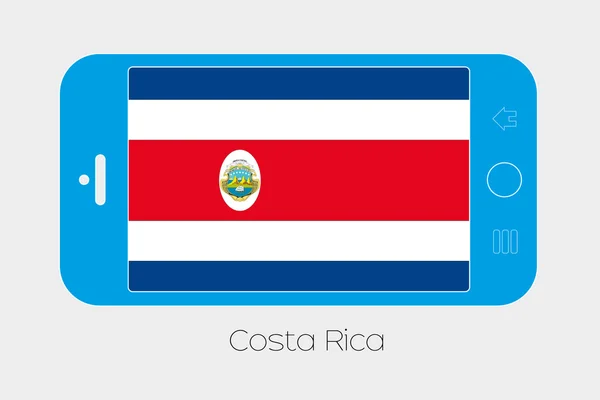 Téléphone portable avec le drapeau du Costa Rica — Image vectorielle