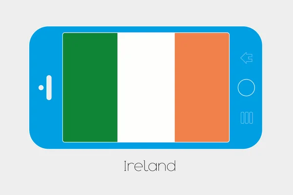 Teléfono móvil con la bandera de Irlanda — Vector de stock