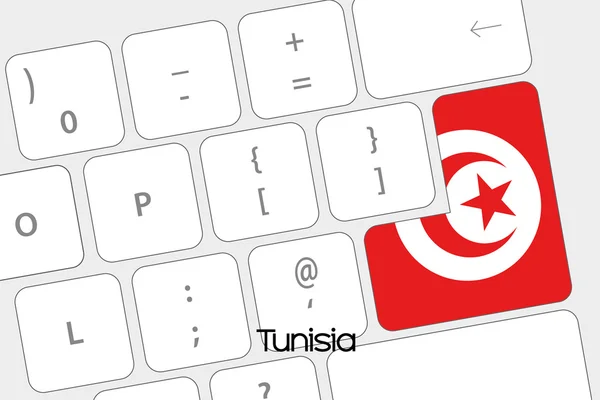 Teclado con el botón Enter siendo la Bandera de Túnez — Vector de stock