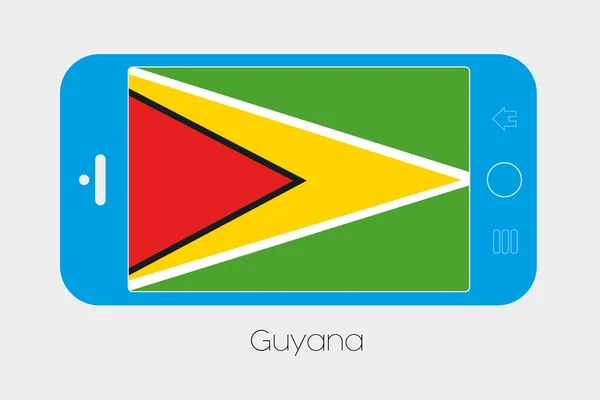 Telefono cellulare con la bandiera della Guyana — Vettoriale Stock