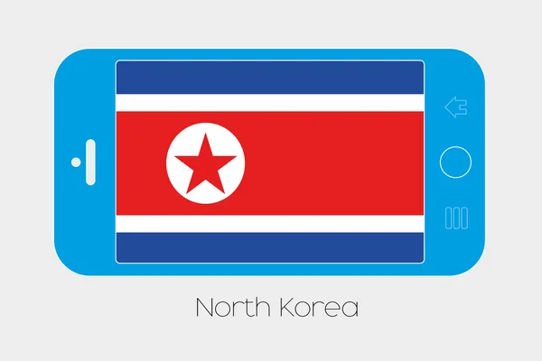 Mobile Phone with the Flag of North Korea — Stock Vector