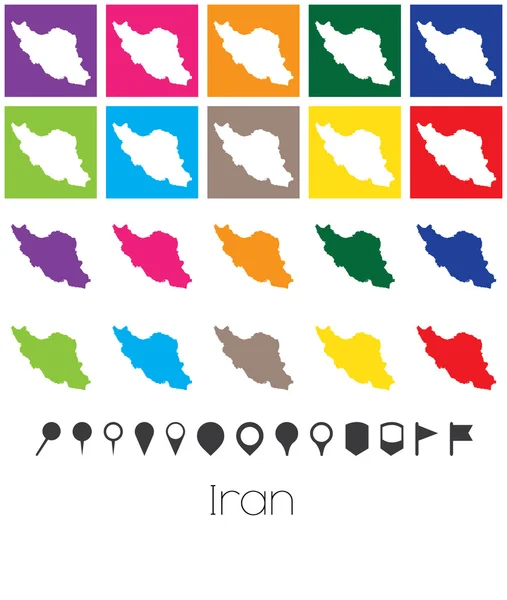 Couleurs multiples avec des pointeurs de la carte de L'Iran — Image vectorielle