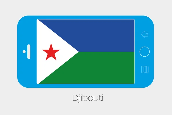 ジブチの国旗と携帯電話 — ストックベクタ