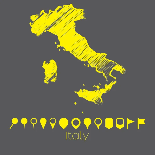 Mappa del paese d'Italia — Vettoriale Stock