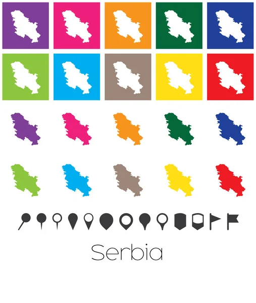 Múltiples Colores con Punteros del mapa de Serbia — Vector de stock