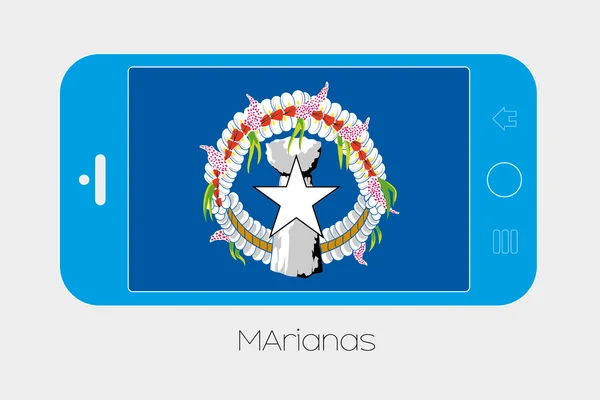 Mobiele telefoon met de vlag van Marianen — Stockvector