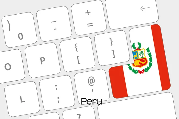 Teclado con el botón Enter siendo la Bandera del Perú — Vector de stock
